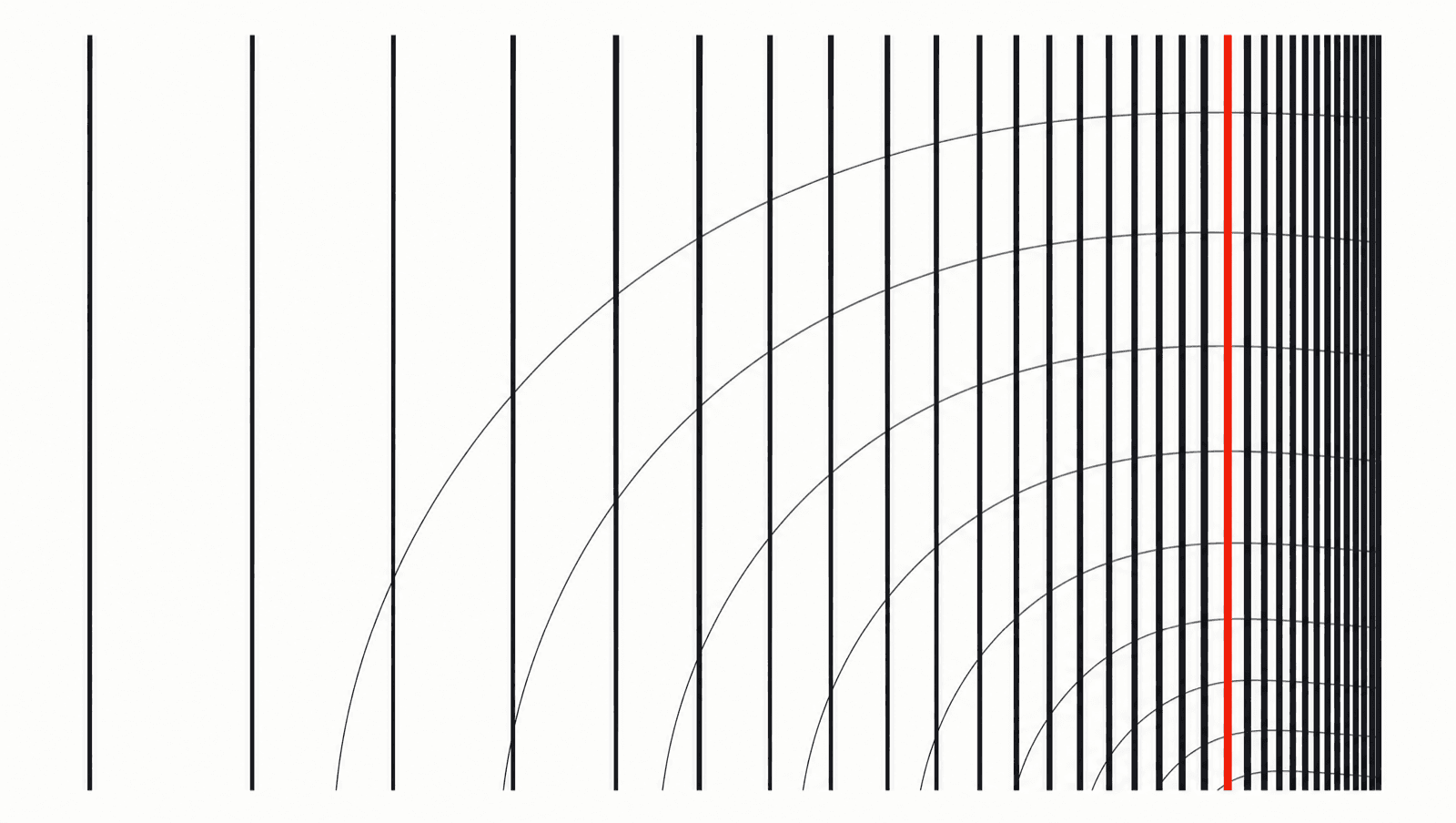 Abstrakte Grafik: parallele Linien, die sich nach rechts verdichten